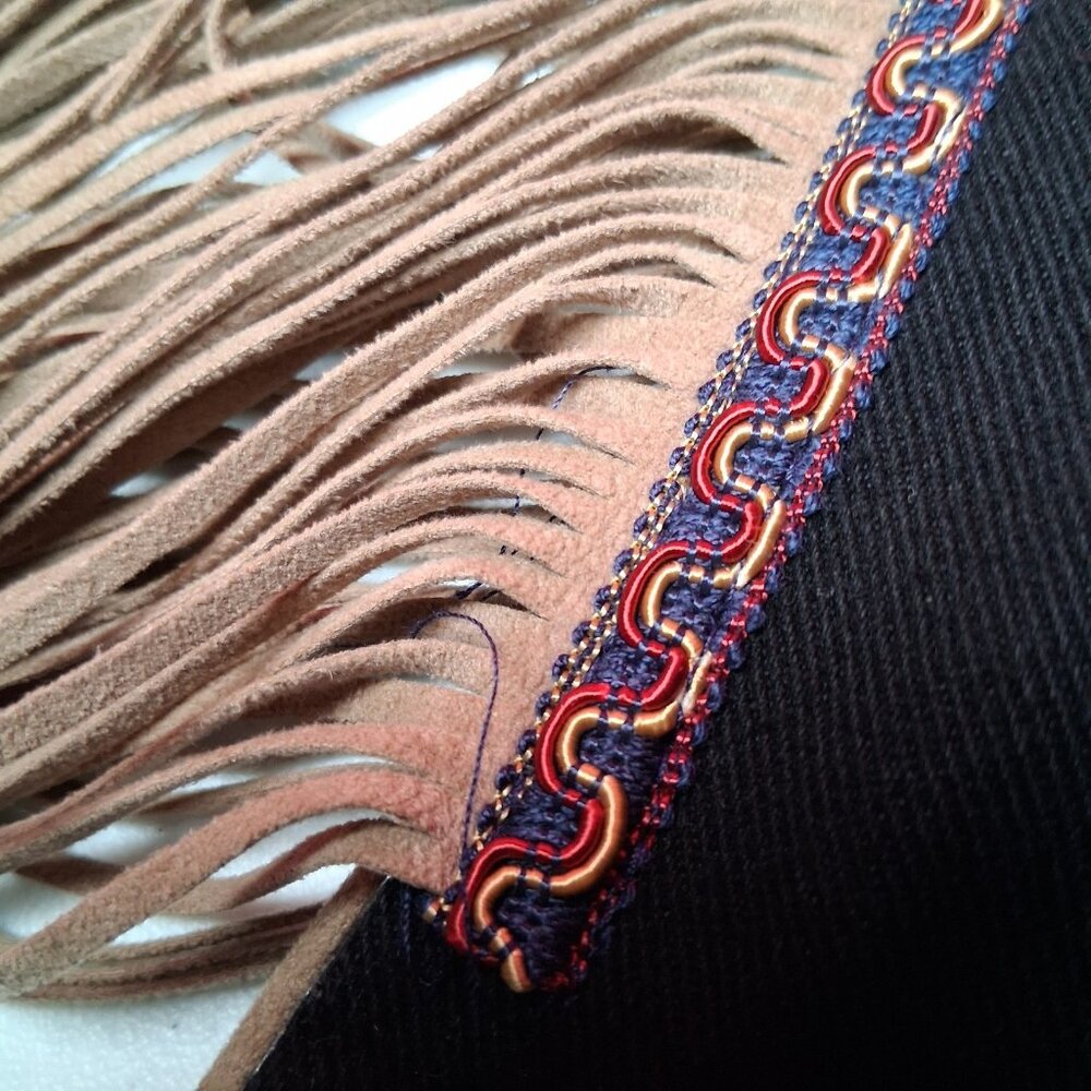Vintage Western Wear Vest Women XL Wanted Beads Beautiful Fringe Black Denim USA - Picture 8 of 15